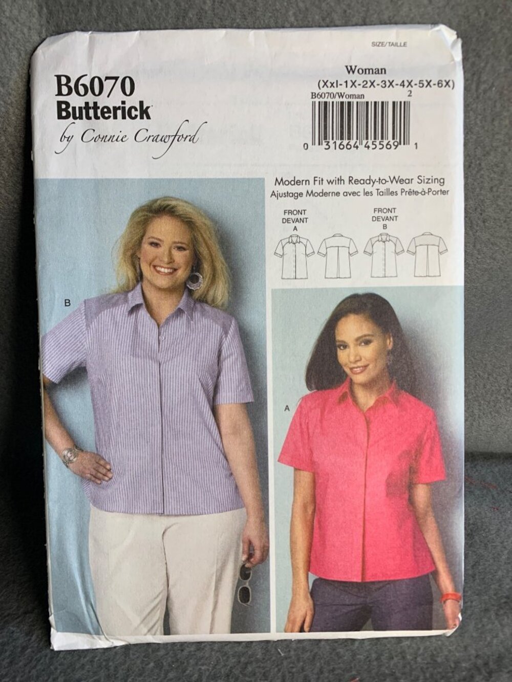 Butterick Misses Top Shirt Sewing Pattern Size XX1 2X 3X 4X 5X 6X B6070 Uncut - Picture 4 of 6